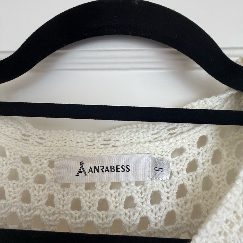 Cream and White Crochet Swim Cover-Up with Mesh Design - Picture 4 of 4